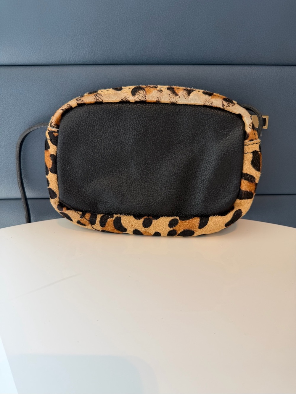 Street Level Leopard Print Crossbody Bag - Black & Tan - Picture 2 of 8